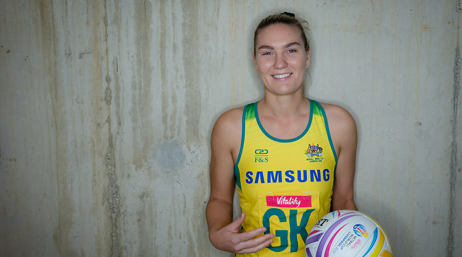 Courtney Bruce at the Australian Diamonds Netball World Cup preparation camp in Sydney.