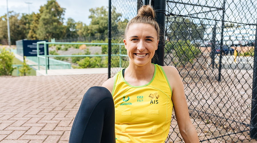 Samsung Diamonds defender Sarah Klau at the Diamonds Netball World Cup Selection Camp at AIS in Canberra.